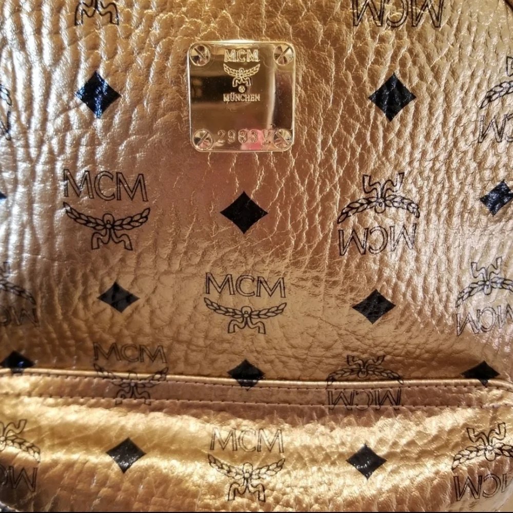 MCM Gold Coated Canvas Backpack - Picture 4 of 8